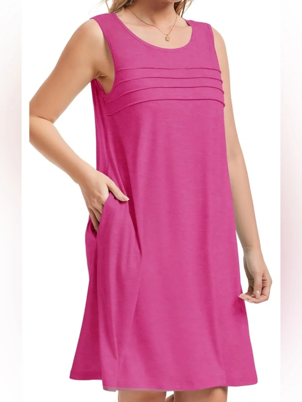 Cute Summertime Loose Pleated Front Sleeveless Sundresses with Pockets XXL NWT - Picture 6 of 7